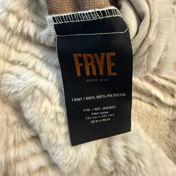 FRYE Faux fur king set of pillow cases brand new cream tan brown SOFT - Picture 2 of 5